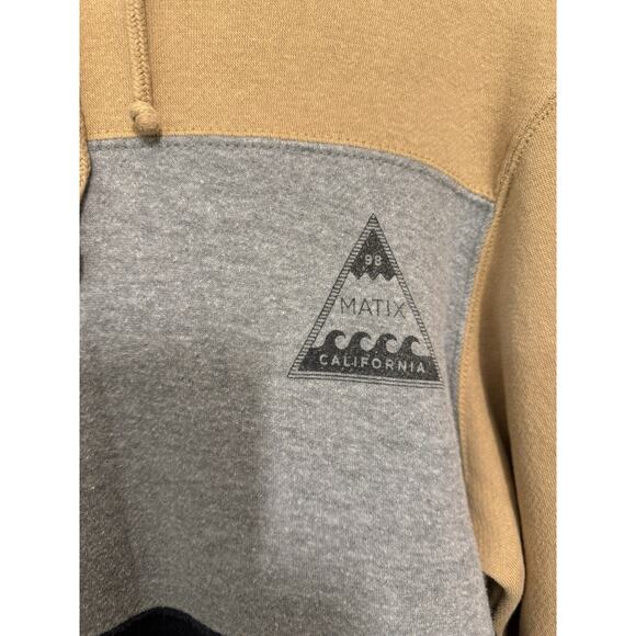 Matix Color Block Hoodie Sweatshirt Black Tan Gray Size M Unisex Autumn - Picture 2 of 11
